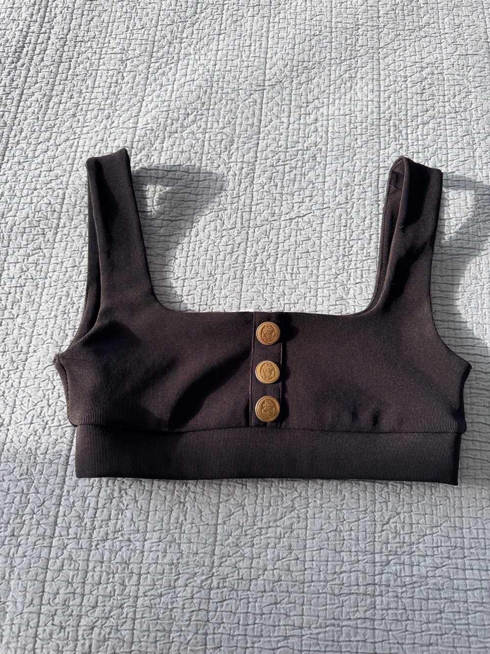 Zara Black Cropped Tank Top with Gold Buttons